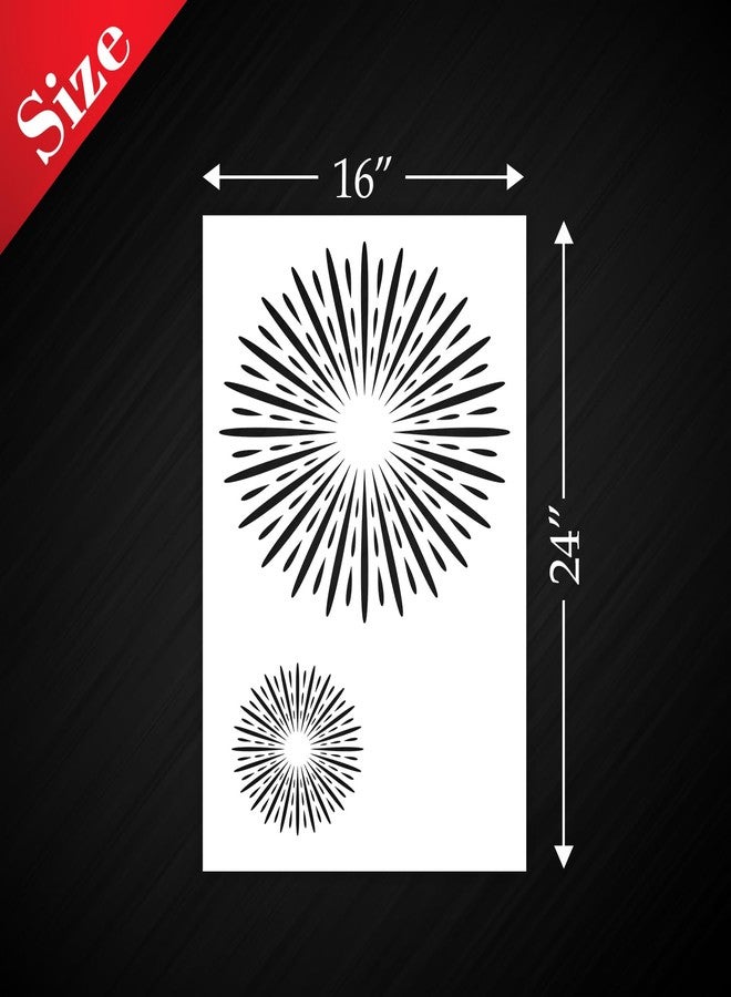 StenCart Firework Pack of 4 Reusable Wall Stencil for Wall Painting Home Wall Decoration(16 inch x 24 inch)-Suitable for Room Decor,Ceiling and Floors Stencil - Image 2